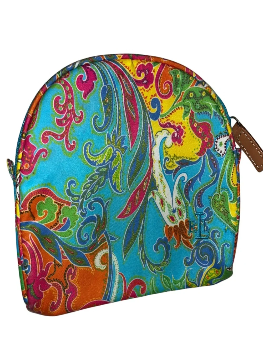 Ralph Lauren bright multi colors paisley zipper makeup pouch bag